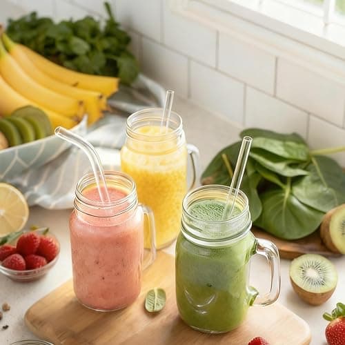 CEDIDJAC 16 PCS Reusable Glass Straws Set 6 Straight & 6 Bent Clear Drinking Straws (8.5''x10mm) with 4 Cleaning Brushes，Perfect for Smoothies, Milkshakes, Coffee, Juice, Milk, Cocktails thumbnail 6
