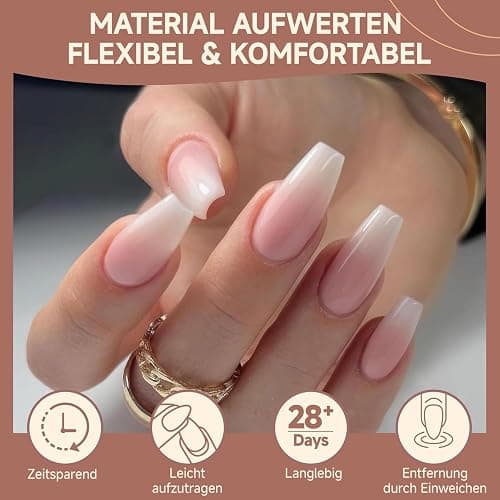 UNA GELLA Ballerina Tips für Gelnägel, 216 Stück 12 Größen Soft Gel Press on Nail Tips Full Cover Fake Nägel Set für Nagelverlängerung Halb Matt DIY Art Home thumbnail 3