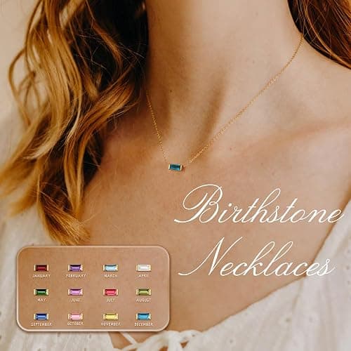 Trendy Birthstone Necklace for Women, Small September Birthstone Necklaces for Teen Girls Tiny Sapphire Necklace for Mother Wife Dainty Birthday Jewelry Valentine's Day Gifts thumbnail 3