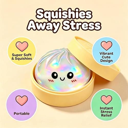 Tansix Colorful Dumpling Squishies New Mystery Glitter Squishies Dumpling with Box Stress Relief Balls Sensory Toys Desk Squeeze Toys Gift(2PCS) thumbnail 7