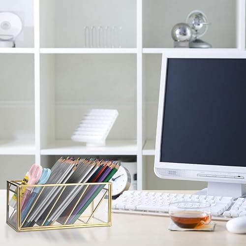 ELLDOO Rollerball Perfume Organizer, 4 Compartment Clear Glass Perfume Storage Holder Vintage Beauty Scent Holder, Metal Makeup Lipgloss Lipstick Display Case thumbnail 6