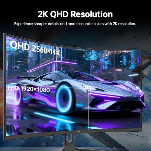 KTC 32 Inch Curved Gaming Monitor, 2K 180Hz Computer Monitor, Up to 185Hz, QHD 1500R PC Monitor 1ms with Adaptive Sync, DisplayPort/HDMI/USB, VESA Wall Mount, Tilt Adjustable, H32S5 thumbnail 4