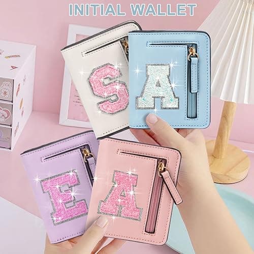 OYLOLA Birthday Gifts for 8 9 10 11 12 13 14 Year Old Girl Kids Wallet Initial Girls Wallets Teen Girls Gift Preppy Teen Girl Stuff Things Blue A thumbnail 2