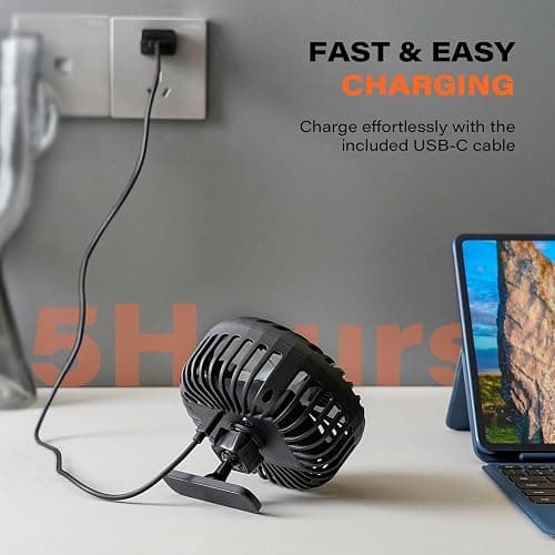 A2C Golf Cart Fan Rechargeable Magnetic Base Battery Operated Portable Fan 3 Speeds 4000 RPM Strong Airflow for Yamaha, EZGO, Club Car 360° Rotatable Golf Cart Accessories Gifts for Men, Dad, Husband thumbnail 8
