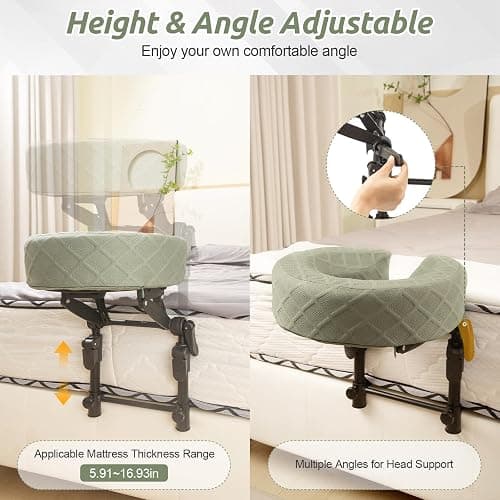 Massage Headrest for Bed, Head Holder & Face Cradle with Face Down Pillow | Extra Pillow Cover & 50 Disposable Cradle Covers, Armrest Kit with Massage Pillow, Portable Massage Table for 6-17" Mattress thumbnail 8