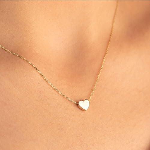 Ieftop Valentines Gifts for Kids Teen Girls - Dainty 14K Gold/Silver Plated Cute Heart Handmade Disc Circle Bee Choker Adjustable Necklace for Her Women Teenage Girl Trendy Jewelry thumbnail 5