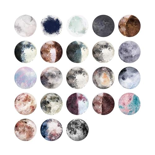 Doraking 46PCS Cute Boxed DIY Decoration Adhesive Paper Colorful Moon Theme Stickers for Laptop Planners Scrapbook Cups Diary Notebooks Album Phone Case (Colored Moon) thumbnail 4