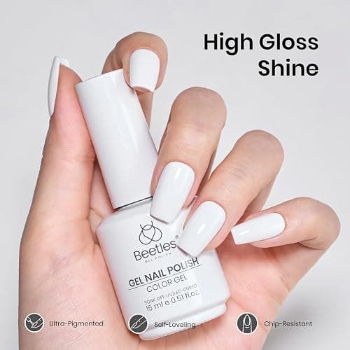 Beetles White Gel Nail Polish - 15ml Full Size White Color French UV Nail Polish Soak Off Nails Art Manicure Salon DIY French Nails Design Home Snowdrop Colorful Bottle Gel thumbnail 3