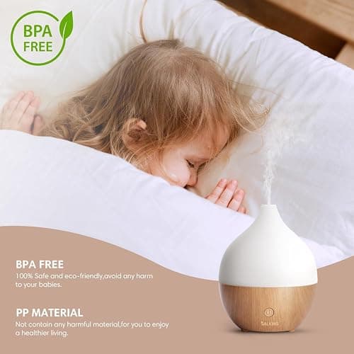 SALKING Essential Oil Diffuser, 100ml Small Aromatherapy Diffuser with Auto Shut-Off Function, Ultrasonic Diffusers for Essential Oils, Cool Mist Humidifier with Warm White Lights, for Office Home thumbnail 6