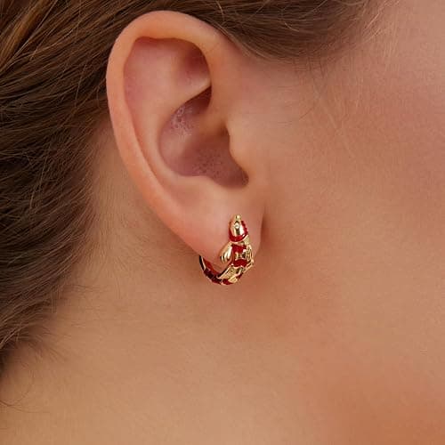 RUKYF Gold Plated Star,Koi Fish & Dachshund Hoop Earrings - Cute Animal Huggie Earrings for Women - Hypoallergenic, Dainty & Lightweight - Gift for Pet Loves thumbnail 6