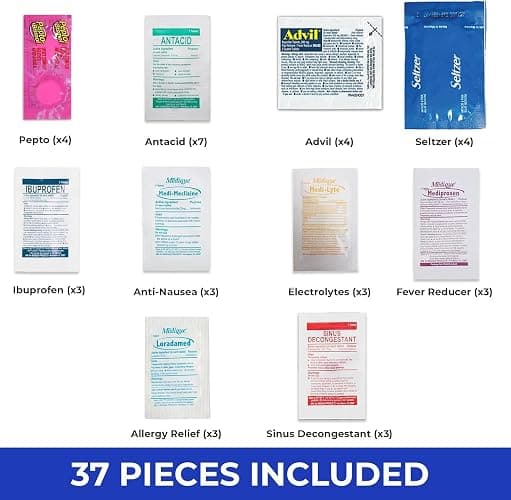 Travel Essentials Medicine Variety Pack with Travel RX Kit & Travel Medicine Kit for Travel, Work, Camping, Cruises - 37 Individually Wrapped Travel Size Medicine Packets (2 Pack) - 2 thumbnail 3