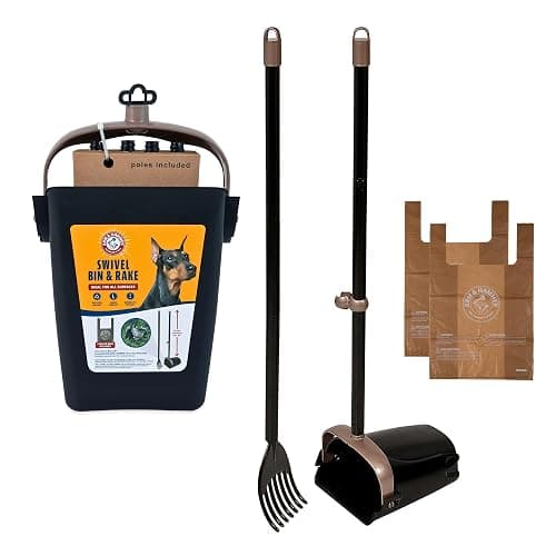 Arm & Hammer Swivel Bin & Rake Dog Pooper Scooper, Includes 2 Waste Bags | Includes 2 Heavy Duty Scented Waste Bags for Easy, No Touch Disposal - Image 1