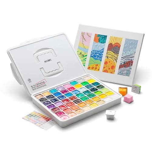 HIMI Gouache Paint Set, 56 Colors x 30g Unique Jelly Cup Design in a Carrying Case Perfect for Artists, Gouache Opaque Art Supplies for Professionals, and More - Image 1