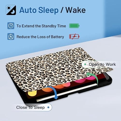 MrARTIST for iPad mini Case - for iPad mini 6/7 A17 Pro Tablet Case Cute for Women Girls Girly Kawaii Aesthetic Kawaii Chic Cool Design for Apple Tablet Cover with Pencil Holder, Leopard Print thumbnail 4