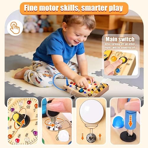 Konijiwa Busy Board - Montessori Toys for 1-3 Years Old Boys & Girls | Sensory Toys for Kids with Autism | Toddlers Learning Activity for Early Development (Busy Board v2) thumbnail 3