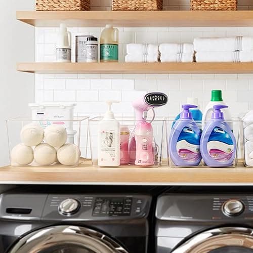 Vtopmart 4 Pack Extra Large Clear Plastic Storage Bins,11x11 Cube Acrylic Organizer Square Containers with Handle for Pantry,Closet,LaundryRoom,Kitchen,Bathroom,UnderSink Organization thumbnail 5
