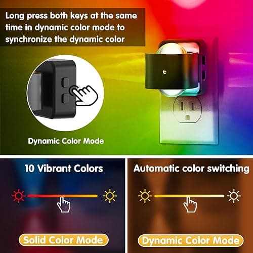 L LOHAS LED Night Light Projector, Color Changing Night Light Plug into Wall, Dusk to Dawn Sensor, Rotating Nightlight, RGB Ambient Lighting for Bathroom, Gaming Room, Gifts,1 Pack thumbnail 4