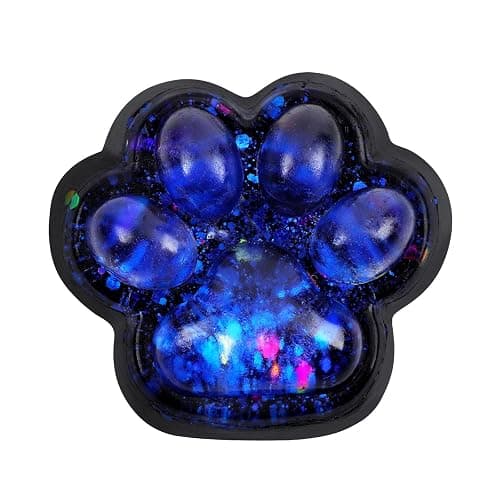 Cat Paw Squeeze Toy, Starry Sky Cat Paw Squish Toys Fun Squishy Pinch Taba Toys Fufu Kitty Relaxing Stress Kawaii Fidget for Kids Adults Halloween Easter Party Favors (Dazzling Blue) - Image 1