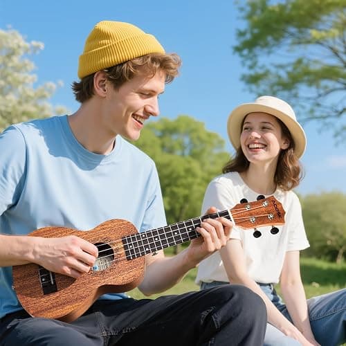 AODSK Soprano Ukulele for Beginner 21 Inch Ukelele with Gig Bag Strap Nylon String 4 Picks Holiday Gift thumbnail 2