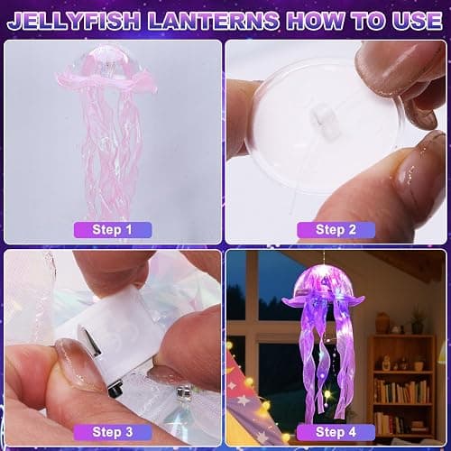 AWATIN Jellyfish Decor, 10 Pcs Jellyfish Lanterns - Hanging Jelly Fish Decoration for Mermaid Theme Party & Under The Sea Party Decorations, Birthday Gift Supplies for Women Girls Baby (5 Colors) thumbnail 6