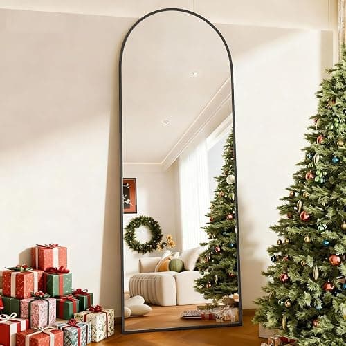 58"x19"Floor Mirror Full Length,Arched Full Length Mirror with Stand,Full Body Mirror,Hanging or Large Leaning for Bedroom Living Room Black - Image 1