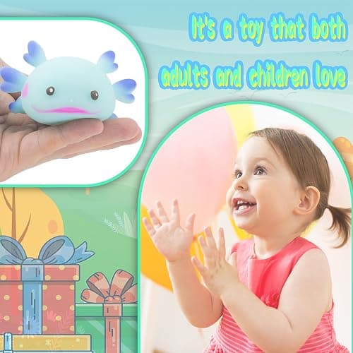 Axolotl Toy, Pull, Stretch and Squeeze Stress, Cute Fish Toy for Anxiety Relief, Birthday, Christmas, Office, Stocking Stuffer Gift, Toy Axolotl for Pulling (Set of 4) thumbnail 6