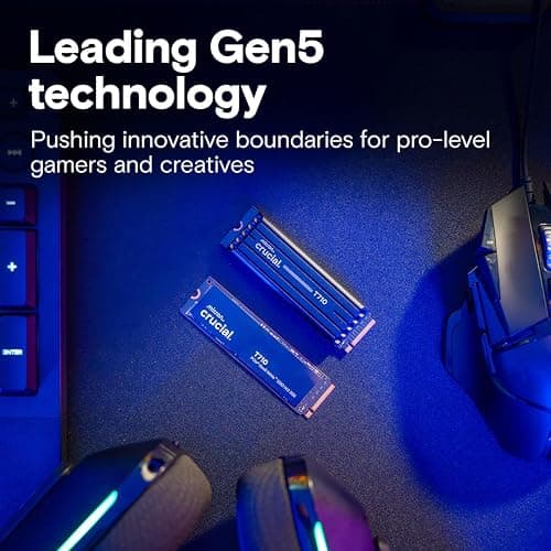 Crucial T710 PCIe Gen5 NVMe 1TB SSD, Up to 14,900 MB/s, Laptop & Desktop Compatible (PC), for Creatives and Hardcore Gamers, Solid State Drive, Includes 1Mo Adobe CC – CT1000T710SSD8-01 thumbnail 4