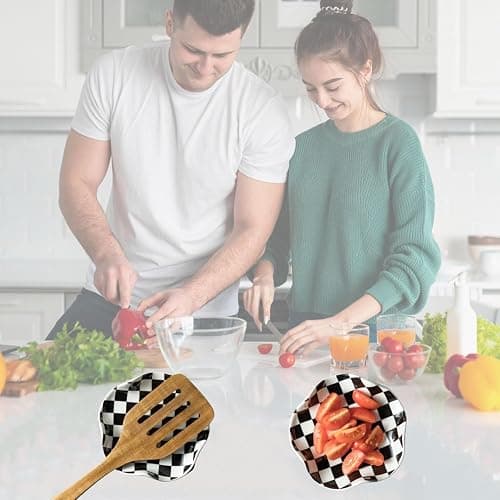 Miamolo Spoon Rest for Stove Top, 5.3in Checkered Spoon Holder Utensil Rest, Ceramic Spoon Rests for Coffee Bar, Kitchen Gadget Cooking Gift for Housewarming - Heat Resistant & Dishwasher Safe thumbnail 7