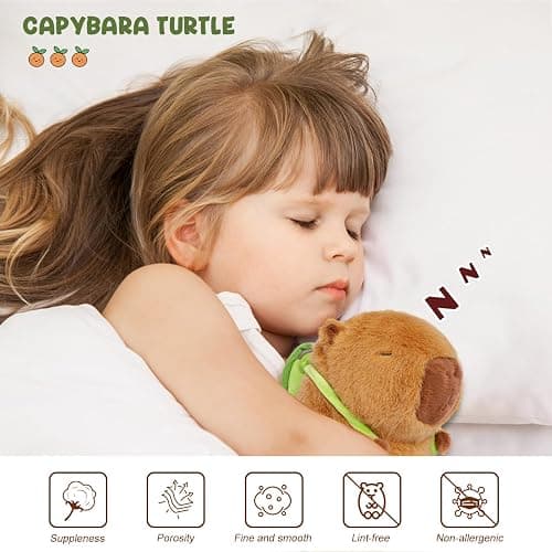 Poptrend Capybara Plush Toy, Cartoon Capybara Stuffed Animal Plush Cute Capybaras Doll with Turtle Pillow Brown Guinea Pig Toys Birthday Gift for Adults Kids (with Turtle) thumbnail 4