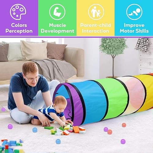 Kids Play Tunnel for Toddlers,Pop Up Crawl Through Tunnel Play Tent for Baby Infant Children or Pet,Indoor & Outdoor Toys for Boy and Girl Backyard Playset thumbnail 5
