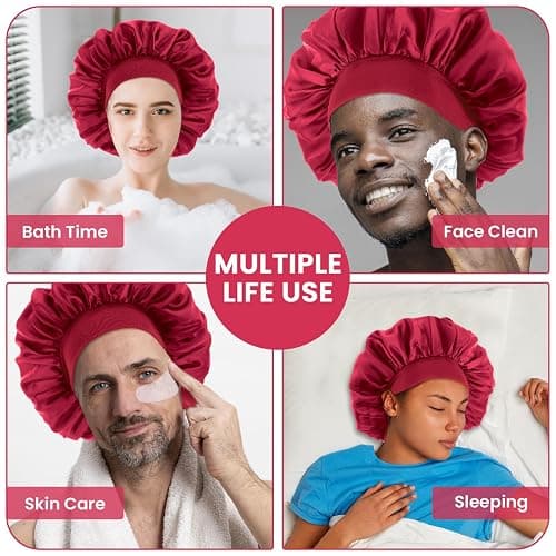 WLLHYF Silk Bonnet for Men, Satin Bonnet Elastic Band Silk Sleep Cap Soft Adjustable Hair Cap Hair Wrap for Women Sleeping thumbnail 7