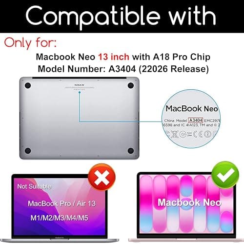 KEANBOLL 2 Pack Tempered Glass Screen Protector for New Apple 2026 MacBook Neo 13 inch (Model: A3404) Laptop with A18 Pro Chip 13-lnch Laptop, 9H Hardness, Anti Scratch, Bubble Free thumbnail 2