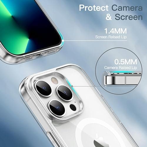 JETech Magnetic Case for iPhone 13 Pro, Clear | Compatible with MagSafe, Shockproof Phone Bumper Cover, Scratch Resistant, Clear Back thumbnail 6