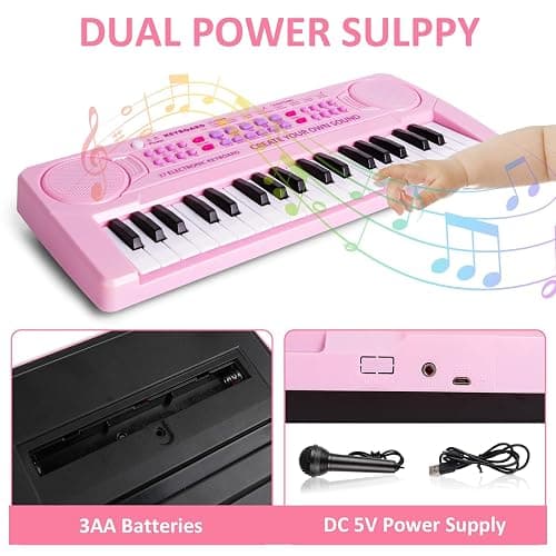 m zimoon Kids Piano Keyboard, 37 Keys Electronic Piano for Kids Music Piano Portable Multi-Function Musical Instruments Educational Toy Birthday for Boys Girls Children Beginner thumbnail 6