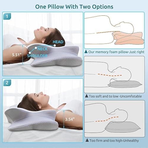 DONAMA Cervical Pillow for Neck and Shoulder,Contour Memory Foam Pillow,Ergonomic Neck Support Pillow for Side Back Stomach Sleepers with Pillowcase thumbnail 5