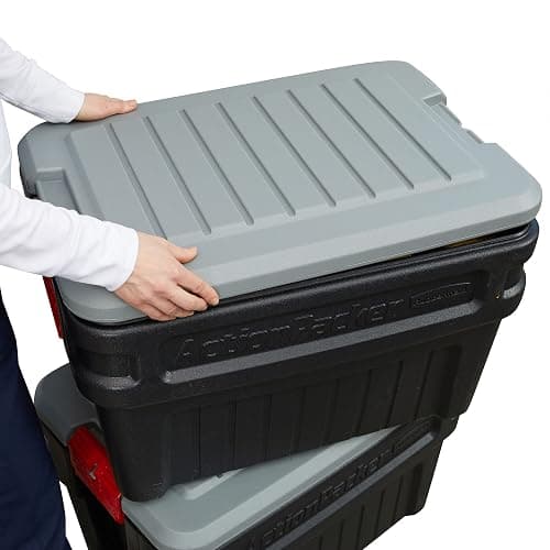 Rubbermaid ActionPacker️ 24 Gal Lockable Storage Box Pack of 2, Outdoor, Industrial, Rugged, Grey and Black thumbnail 9