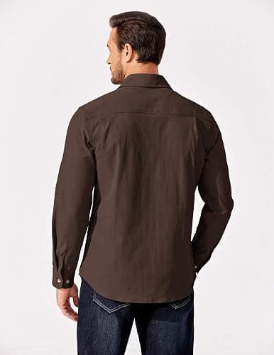 COOFANDY Mens Shirt Jacket Casual Button Up Shirts Long Sleeve Lightweight Shacket with Flap Pockets thumbnail 5