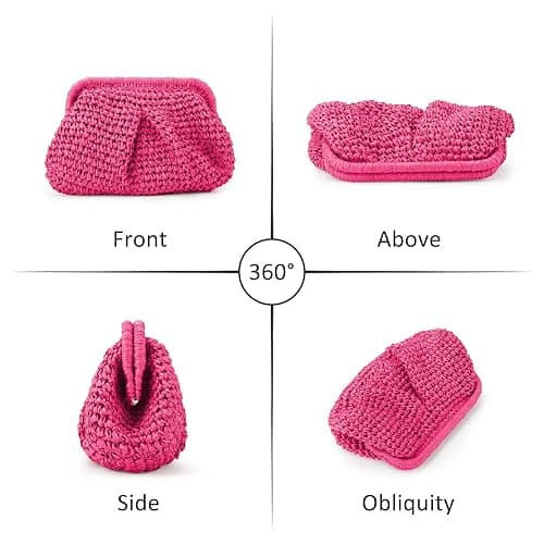 Emprier Straw Clutch Purse for Women Cloud Dumpling Pouch Straw Crossbody Shoulder Handbag Summer Beach Woven Bag thumbnail 2