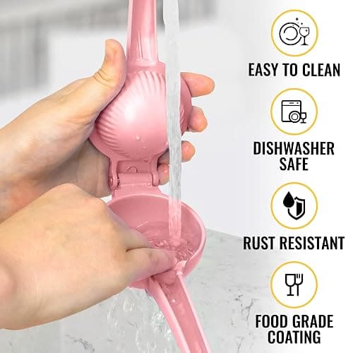 Zulay Premium Quality Metal Lemon Squeezer, Citrus Juicer, Manual Press for Extracting the Most Juice Possible - Pink thumbnail 8