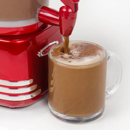 Nostalgia Retro Frother and Hot Chocolate Maker and Dispenser, 32 Oz, for Coffees, Lattes, Cappuccinos, Red thumbnail 10