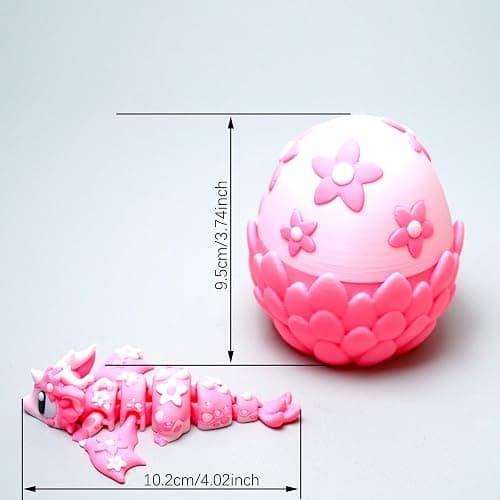 LUYUCUBE Colourful 3D Printed Dragon Egg,Little Dragon Inside Egg,Flexible Realistic Articulated Animal Fidget Toys,Mystery Figurines Gifts,Executive Desk Décor and Festival Collectible (Sakura) thumbnail 3