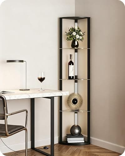 GOEBLESON Floor Lamp with Shelves, 4 Tier Wooden Standing Lamp, 360° Rotatable Pole, 3 CCT & Dimmable Corner Floor Lamps for Bedroom, Living Room, Study, Office, Black ZG54LDK05 thumbnail 8