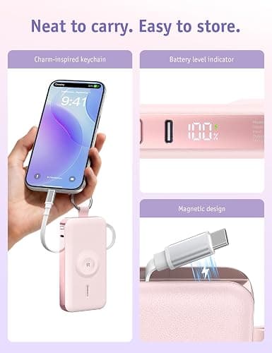 RORRY CharmGo Portable Charger 3 in 1 iPhone Power Bank for Apple 12000mAh | Built-in Retractable Cable Fast Charging Travel Keychain Battery Pack for Apple Watch /iPhone Air/17/16/15/14/13/12 thumbnail 9