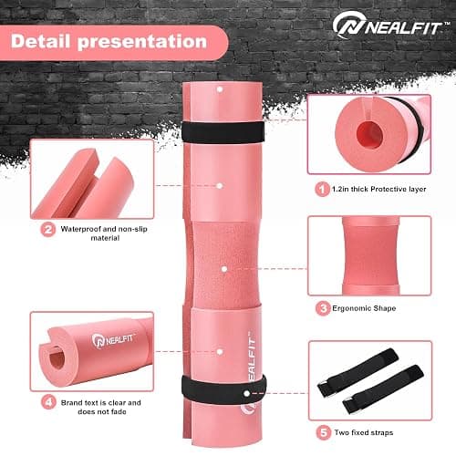 NEALFIT Barbell Pad Squat Pad for Squats—Squat Bar Pad—Great for Weightlifting,Lunges and Hip Thrusts—Foam Sponge Pad—Fit Standard and Olympic Bars Perfectly thumbnail 4