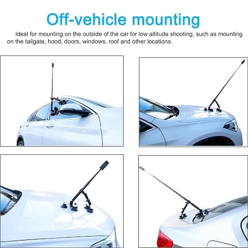 PellKing Suction Car Mount for Insta360 x5,x4, x3, x2, x,One RS,R Compatible with GoPro Max DJI OSMO 360 Camera 5 in 1 Suction Mount Kit for Action Cameras (Includes 44.9-inch Selfie Stick) thumbnail 2