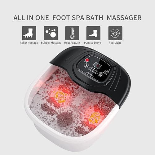 RIGHTMELL Foot Spa Bath Massager with Heat, Epsom Salt,Bubbles, Vibration and Red Light, Tub for Stress Relief,Foot Soaker, Christmas Gifts Birthday Gifts for Mom Dad Women Men Her Him thumbnail 5