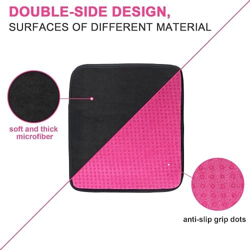 Anglekai 3 Pack Bowling Ball Towels, 10" x 8" Microfiber Bowling Shammy Accessories with Easy-Grip Dots Non-Slip (Blue+Purple+Pink) thumbnail 3