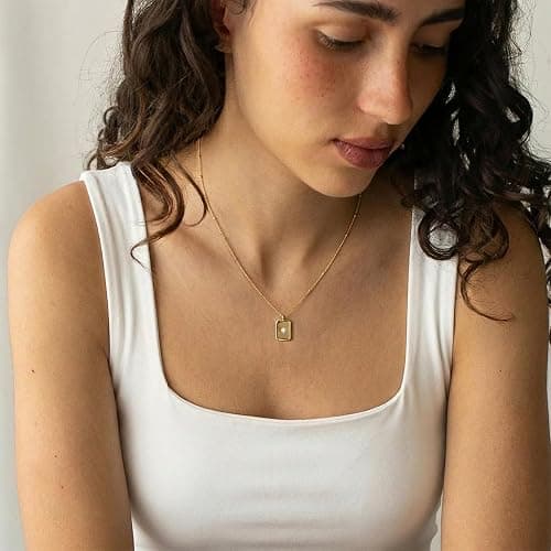 Gold Silver Necklace for Women 14K Gold Silver Plated Dainty Pendant Chain Necklaces Cubic Zirconia Clover Flower Spiral Sun Wishbone Angle Wings Pearl Drop North Star Charm Trendy Jewelry Gift thumbnail 7