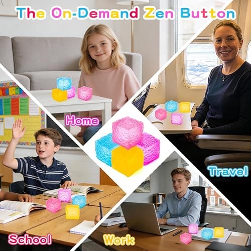 Stress Cubes, Squishy Stress Novelty Water Cube for Kids Adults, Squishy Slow Rising Fidget Cube Sensory Toys for Anxiety Stress Relief, Unique Desk Ice Squeeze Stress Ball Cubes.(Blue) thumbnail 5