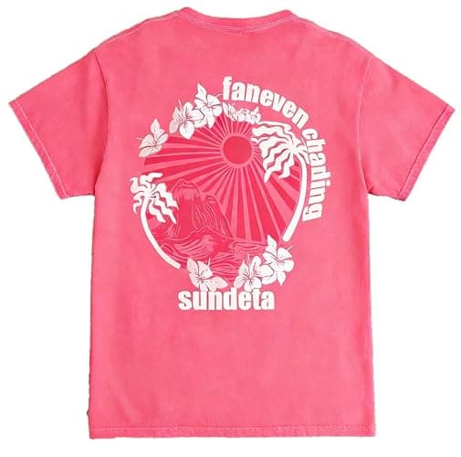 Womens Teens Oversized Graphic Tshirts Y2k Flower Fruit Vintage Tees Beach Surfer Casual Short Sleeve T-Shirts thumbnail 8